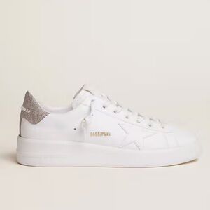 Golden goose purestar with silver glitter heel